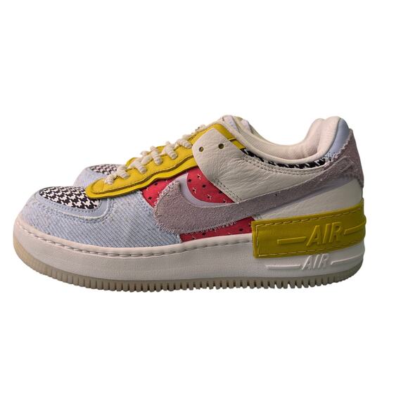 Nike Air Force 1 Shadow DM8076-100 Patchwork Yellow Red Size 9 Women’s - Picture 1 of 11
